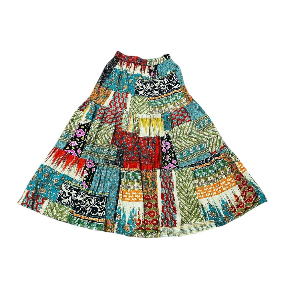 Catalog Classics Tiered Patchwork Maxi Skirt Cott… - image 6